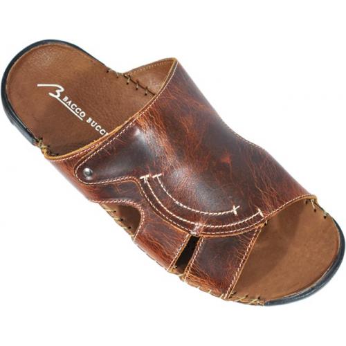 Bacco Bucci "Rusty" Brown Genuine Soft Italian Calfskin Sandals